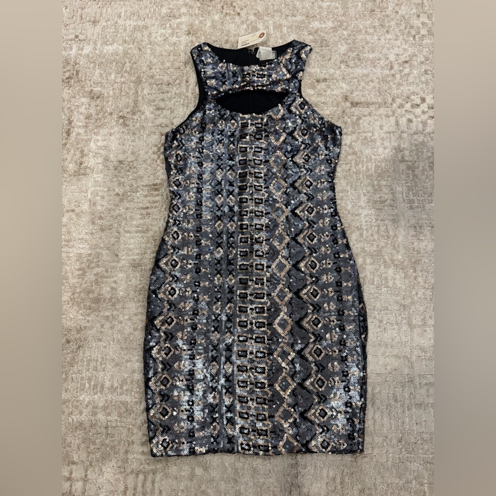 Va Va Voom Black and Silver Geometric Dress